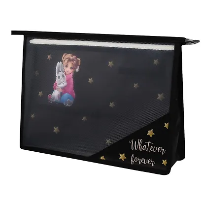 Папка для труда А4 "ДЕВОЧКА И ЗАЙКА" 33*23см пластик, молния, внутр.блок для канц.принадлежностей - фото 1