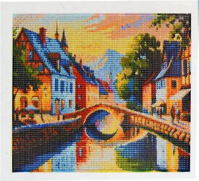 Алмазная мозаика (классическая) с подрамником, с полным заполнением "Речной мост", 22 х 32 см - фото 1