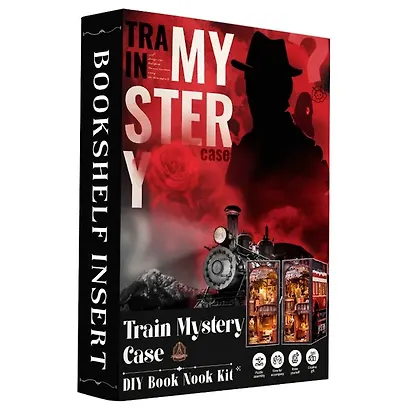 BN01 Конструктор интерьерный  – сборный домик CuteBee - Загадочное Расследование в Поезде, 338 деталей (материалы: дерево, картон, пластик, металл), со световыми эффектами (подсветка интерьера), с питанием от 2хААА батареек (не включены), серия DIY, возра - фото 8