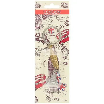 Брелок London Биг-Бен, флаг и Тауэрский мост (металл) (12-07370-8978) - фото 2