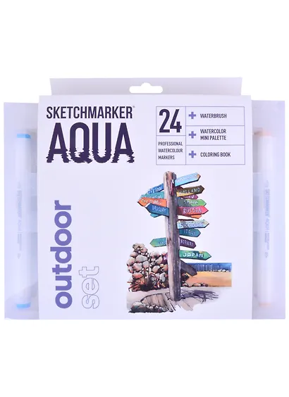 Маркеры акварельные 24цв Aqua Pro Outdoor Set , к/к, Sketchmarker - фото 1