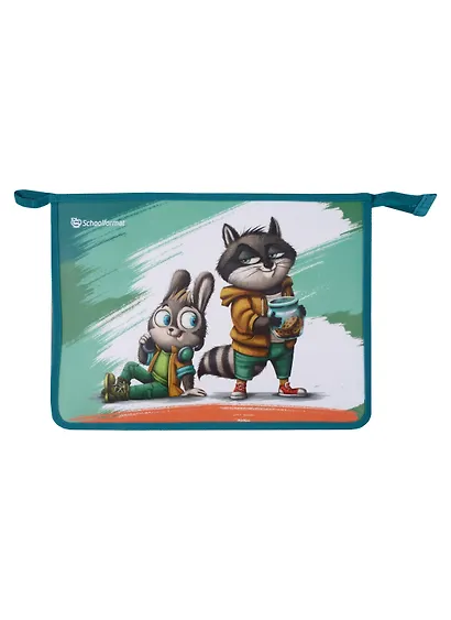 Папка для тетрадей А4 "ВЕСЕЛЫЕ ЗВЕРЯТА" 325*230*55, пластик, молния сверху - фото 1