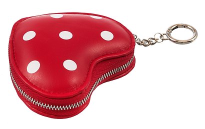 Брелок-кошелек Сердце в горошек (красный) (иск.кожа) (10см) (12-25065-10) - фото 3