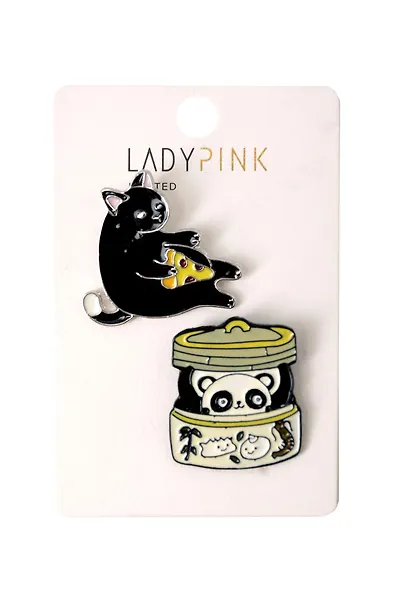 Набор брошей `LADY PINK` 2 шт (191659) - фото 1