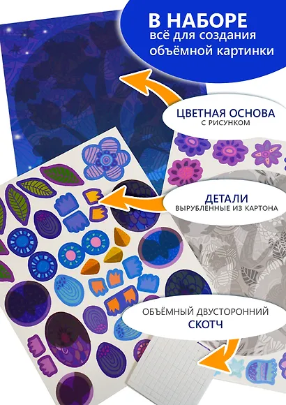 Набор для творчества, Дрофа Медиа, Чудо Мастерская, 3D-аппликация, Совы на ветке - фото 4