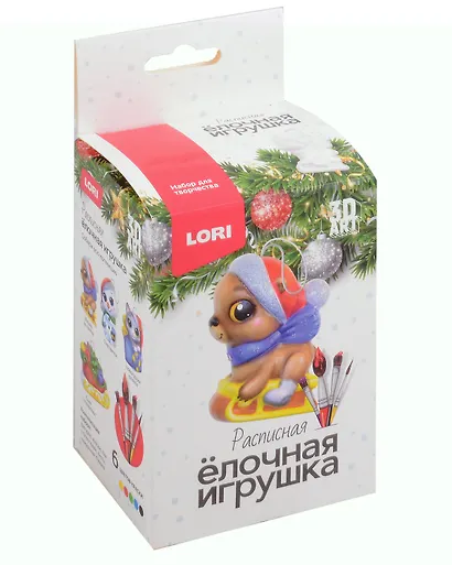 3D Art. Елочная игрушка под роспись "Мишка на санках" - фото 1