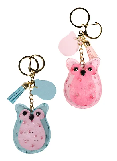 Брелок с кольцом Сова цветная (кожа) (8см) - фото 4