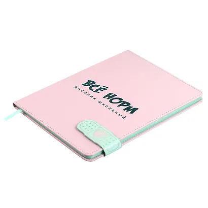 Дневник шк. "Всё норм" кожзам, тв.переплёт, тиснение фольгой, магнит.клапан, пантон, одно ляссе, загругл.углы, универс.шпаргалка - фото 3