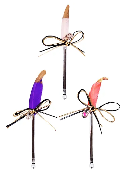 Ручка шариковая "Перо с бантом и замочком" - фото 4