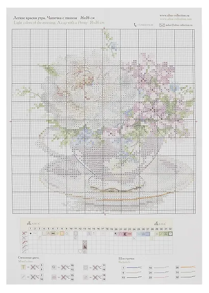 Набор для вышивания крестом "Легкие краски утра. Чашечка с пионом" - фото 2