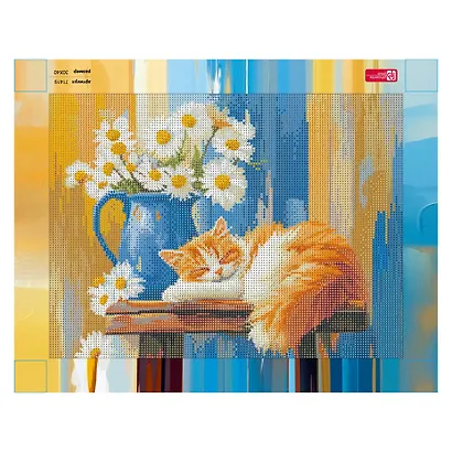 Алмазная  мозаика (набор для творчества) арт. 71420 / 25 НАТЮРМОРТ С КОШКОЙ, размер: 30*40 см - фото 2