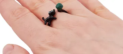 Колечко «Котик с клубком», зеленый, металл, Lafilaf - фото 6