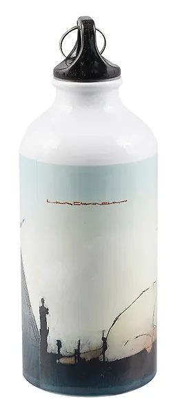 Бутылка с карабином СПб Кот, Дворцовый мост, Ростральные колонны (металл) (500мл) - фото 7