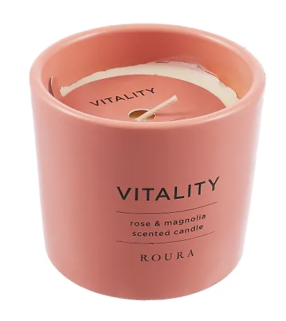 Свеча ароматическая в стакане Роза и Магнолия (керамика) (9х9) (250г) - фото 1