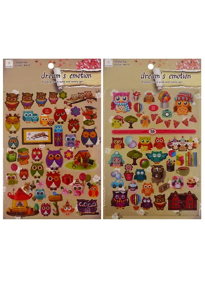 Наклейки PVC Совы (микс) (GA018-GA006) (11-21908-GA018-GA006) - фото 2