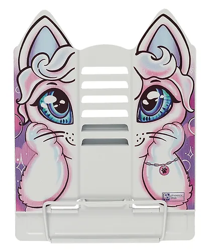 Подставка для книг/учебников "КОТ" белая, металл., фигурная вырубка - фото 4