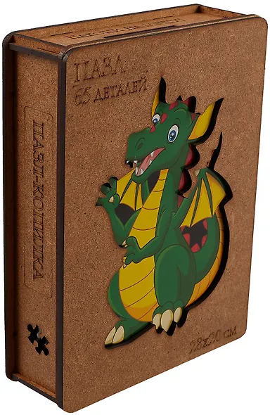 Пазл-копилка "Дракон зеленый", 28х20 см (65 деталей) - фото 3