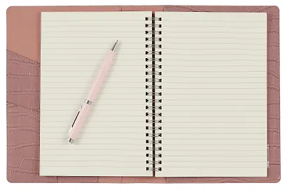 Книга для записей А5 100л лин. "Savage. Пудровый" евроспираль, иск.кожа, тонир.блок., тиснение серебр.фольгой, петля д/ручки, кармашки - фото 4