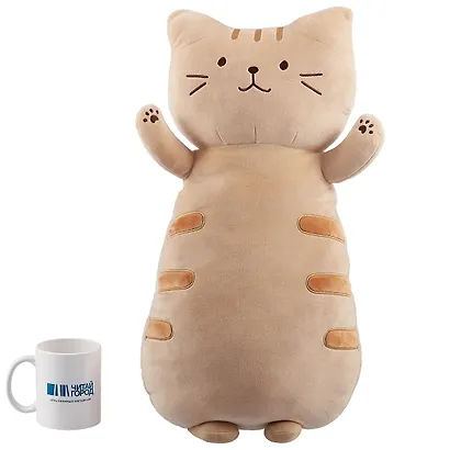 Мягкая игрушка Кот бежевый в полосочку на спине (70 см) - фото 3