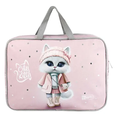 Папка для тетрадей А4+ "КОШЕЧКА В ПАЛЬТО" 34,5*26*7см, полиэстер, водоотталкив. ткань, молния - фото 5