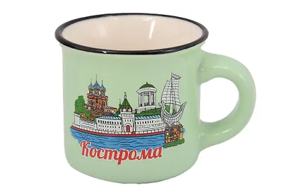 Кружка маленькая зеленая Кострома (фарфор) (065-9-33) - фото 1