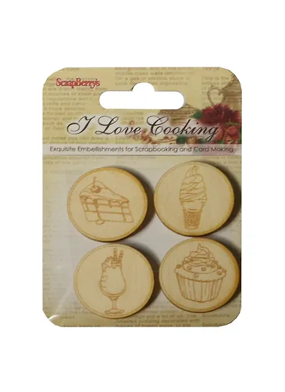Деревянные фишки с гравировкой №4 Готовим Дома (SCB62000114) (4шт) (упаковка) - фото 1