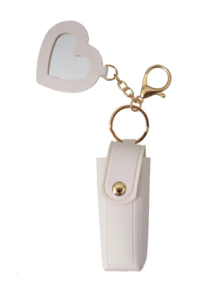 Брелок-футляр для помады с зеркалом Белый (текстиль) (12-3307025189-20) - фото 1