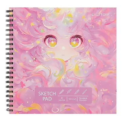 Скетчбук 190*190 40л "Зачарованная" 100г/м2, мел.картон, выб.лак, евроспираль - фото 1