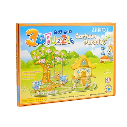 Пазл 3D. Мультяшный рай. 33 детали. 34х20х22 см. -Китай: (3D Puzzle). 589-O 428081 - фото 1