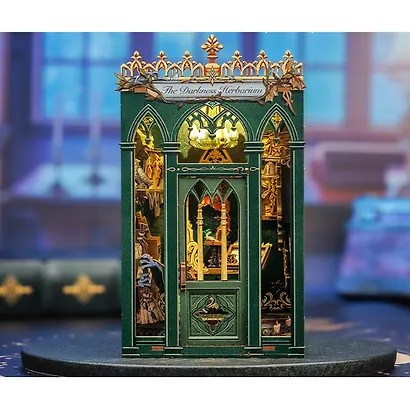 CWGA202 Конструктор интерьерный  – сборный домик CuteBee - Тёмный Гербарий, 98 деталей (материалы: дерево, картон, пластик, металл), со световыми эффектами (подсветка интерьера), с питанием от 2хААА батареек (не включены), серия DIY, возраст 14+ - фото 10