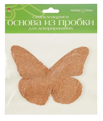 Основа из пробки самоклеющаяся. для декорирования. 3 штуки. 6 видов. -Китай: Альт, (Hobby Time ). 2-366 442106 - фото 1