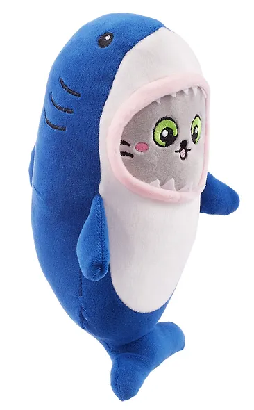 Мягкая игрушка Котик-акула, 30см синий - фото 2