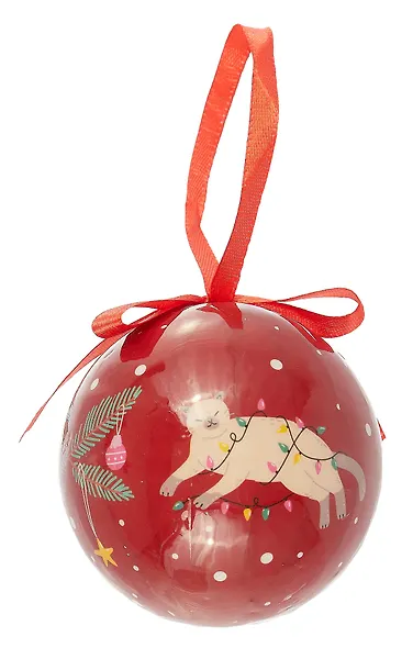 Елочный шар НГ Кот с гирляндой (пластик) (7,5см) (ПВХ Бокс) (12-TianJian-XL-02) - фото 4