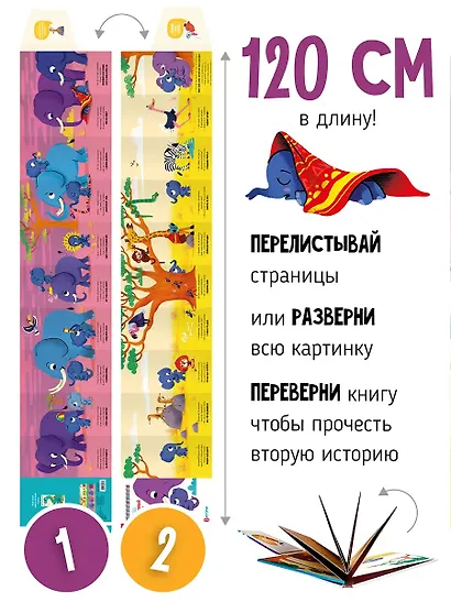 Книга раскладушка двухсторонняя "Неугомонный Слоненок" - фото 2
