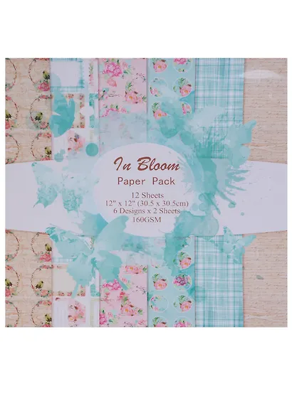 Набор бумаги для скрапбукинга, 30*20см, 12 листов, 6  дизайнов In Bloom (11-10) (11-22345-11-10) - фото 1