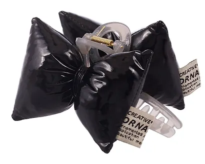 Заколка-крабик дутая Бантик (черная, металлик) (PU) (12см) (12-2025093-13) (Lafilaf) - фото 2