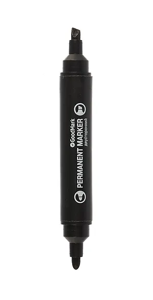 Маркер перманентный черный двухсторонний, пулевидный/долото, Goodmark - фото 2