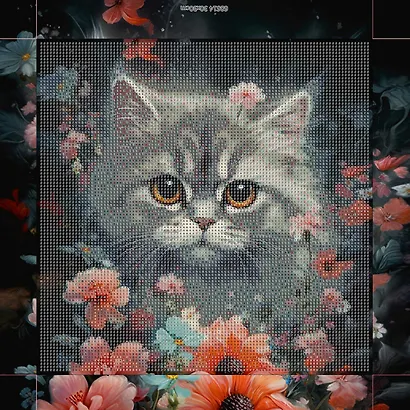 Алмазная мозаика "Котик в ночном поле" 30*30 см - фото 1