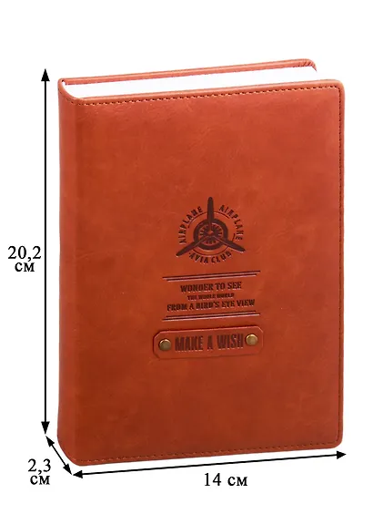 Ежедневник недат. А5 160л Airplane коричневый, иск.кожа, обл.поролон, декор.нашивка, ляссе - фото 2