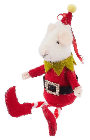 Новогоднее подвесное украшение Мышка в колпаке (войлок) (16 см) - фото 4