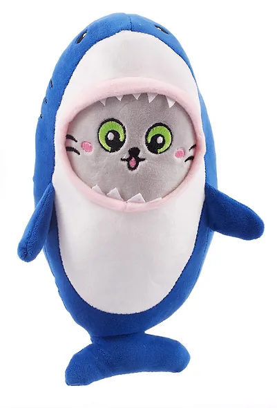 Мягкая игрушка Котик-акула, 30см синий - фото 1