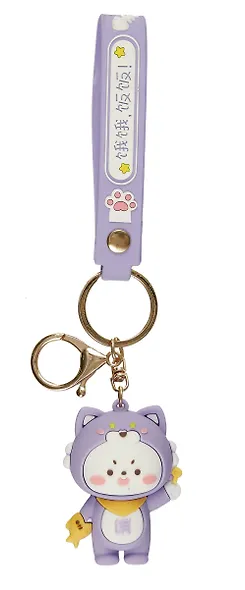 Брелок Зайчик с рыбкой в кигуруми (ПВХ) (6см) в ассортименте - фото 4