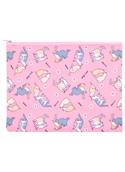 Папка для тетрадей В5 "Влюбленные котики" молния, ткань, подклад - фото 1