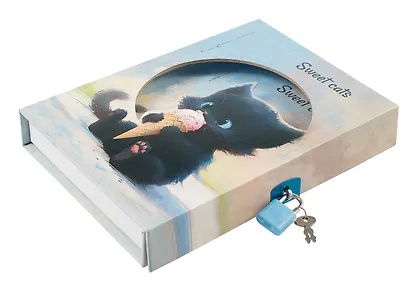Записная книжка А6+ 50л "Чувиляева. Sweet cat" в коробке с замочком - фото 3
