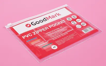 Папка на молнии прозрачная "GoodMark", А5 - фото 2