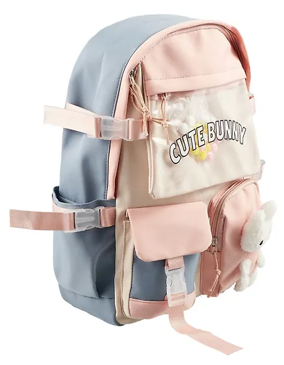 Рюкзак "Зайка" 42*27*15см, сине-розовый, с игрушкой - фото 5
