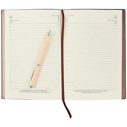 Ежедневник недат. А5 160л "Вачетто" коричневый, кожзам, мягкий переплет, тонир.блок, ляссе - фото 3