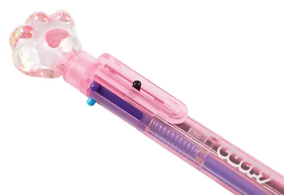 Ручка шариковая автоматическая 6 цветов "Лапка", в ассортименте - фото 3