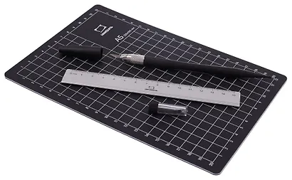 Коврик для резки А5 защитный, макетный нож, запасн.лезвия, линейка, блистер, Малевичъ - фото 6