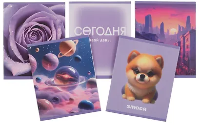 Тетрадь 48л кл. "Лиловый микс" мел.картон, мат.ламинация, цв.тонир. офсет, ассорти - фото 1